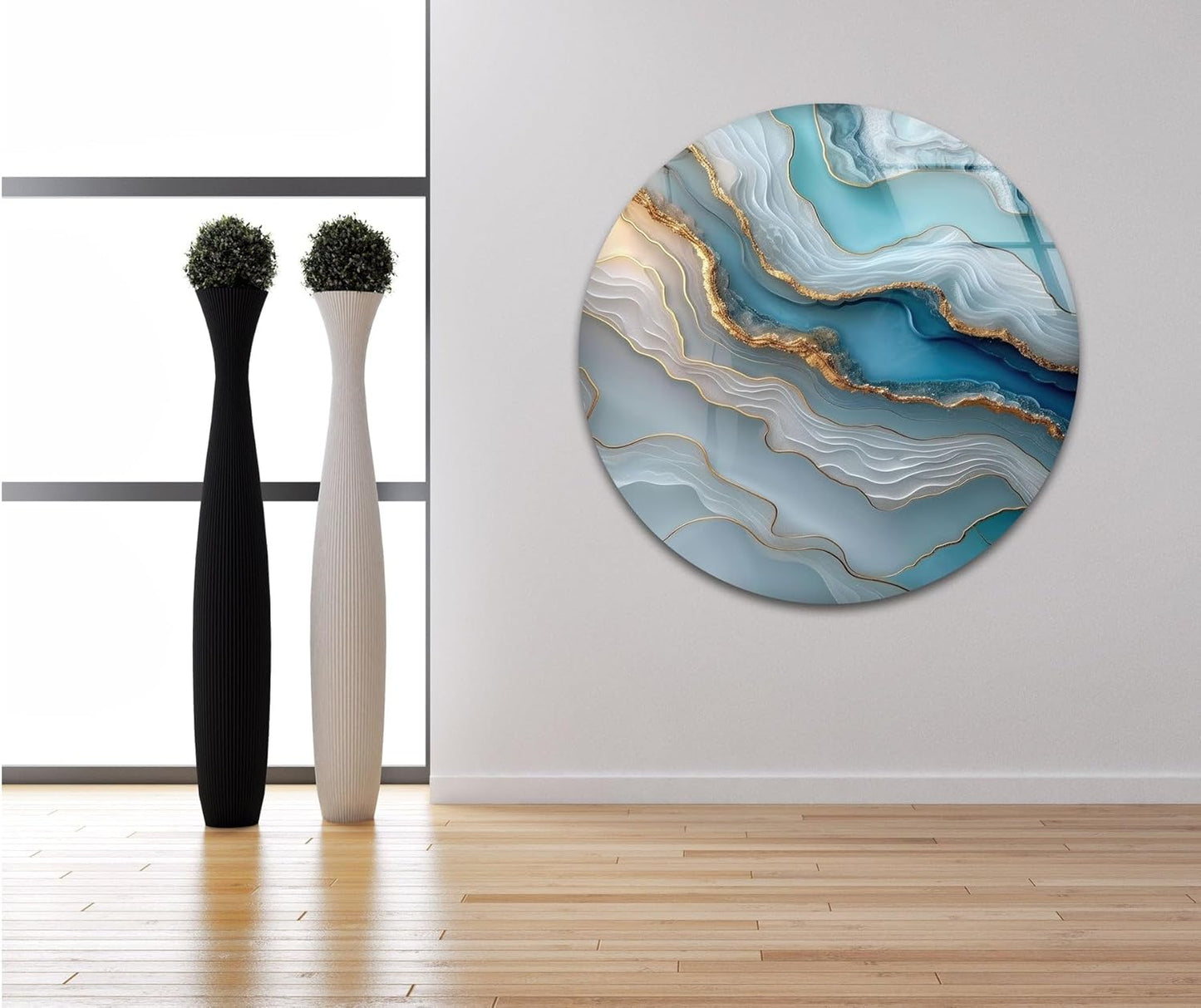 My Photostation.com 40WX60H'' Turquoise and Blue Alcohol ink Glass Wall Art Tempered Glass Printing Wall Decor Large Wall Art Wall Hangings