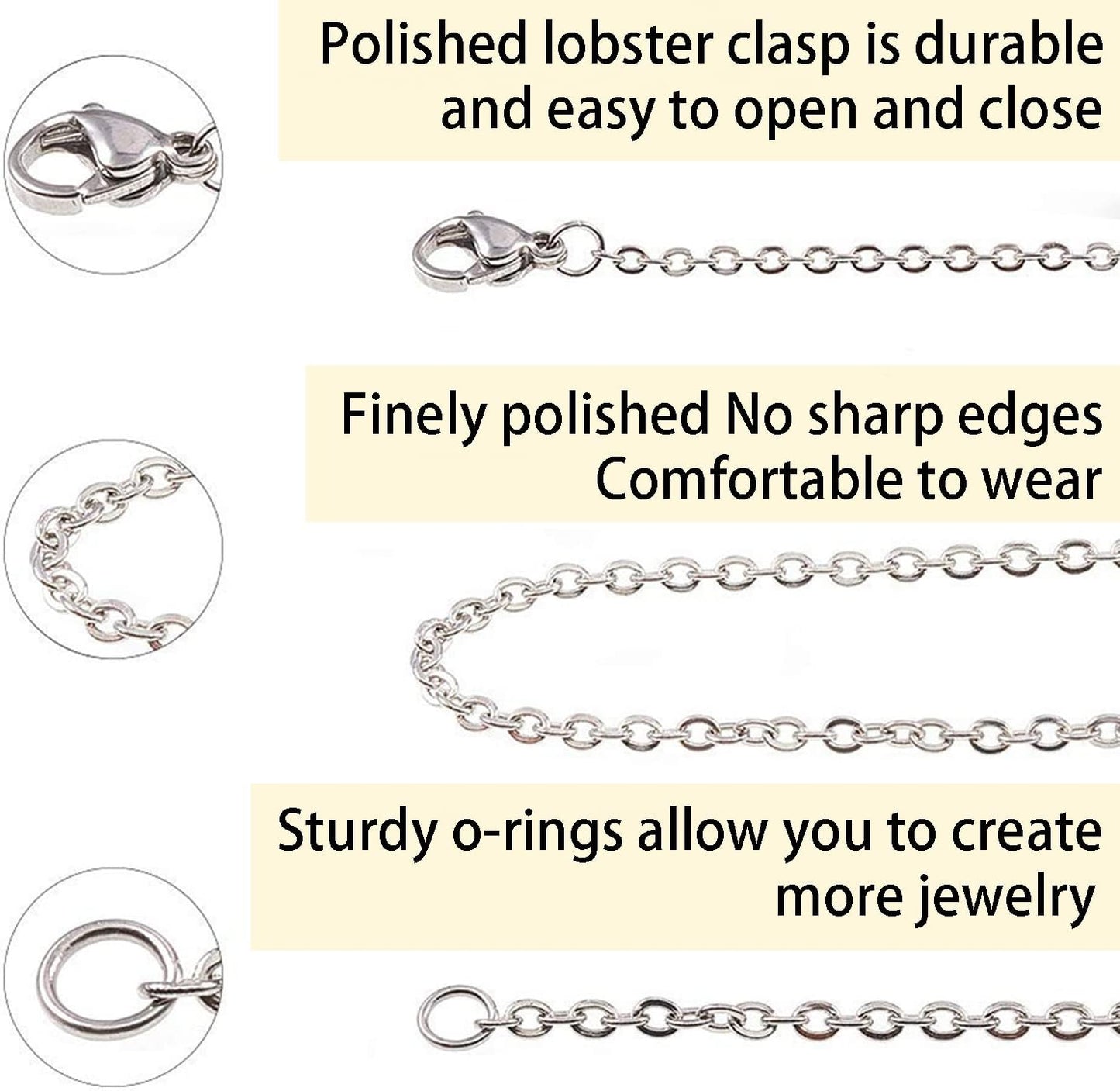 Jishi Chains Jewelry Making Supplies, 60ft Cable Link Chains for Making Jewelry Necklace Earring Bracelet Findings DIY Craft Kit for Adults, 6-Color 2mm Gold Silver Copper Plated Metal Link Rolls Bulk