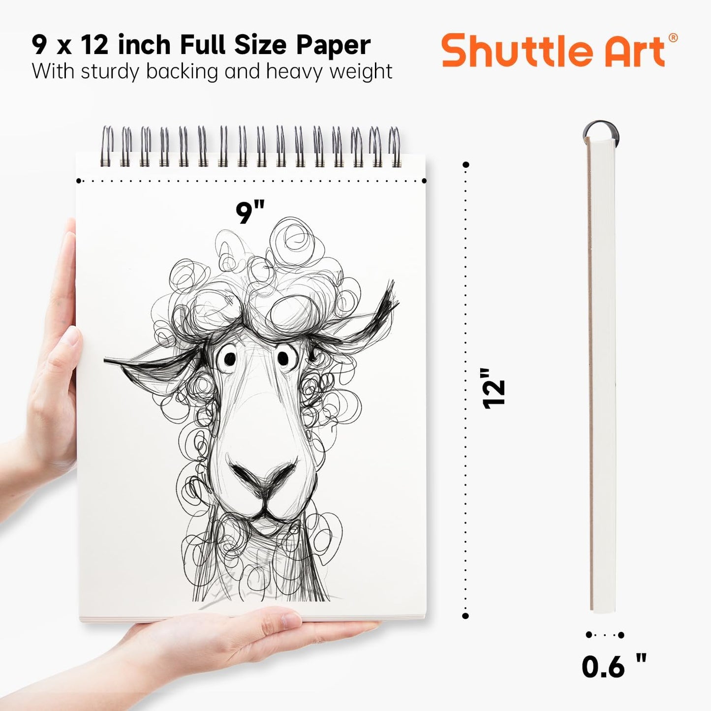Artists Sketch Books, 9 x 12 Shuttle Art 160 Sheets of Sketch Paper pad Ideal for Drawing and School Supplies (2 Pack)