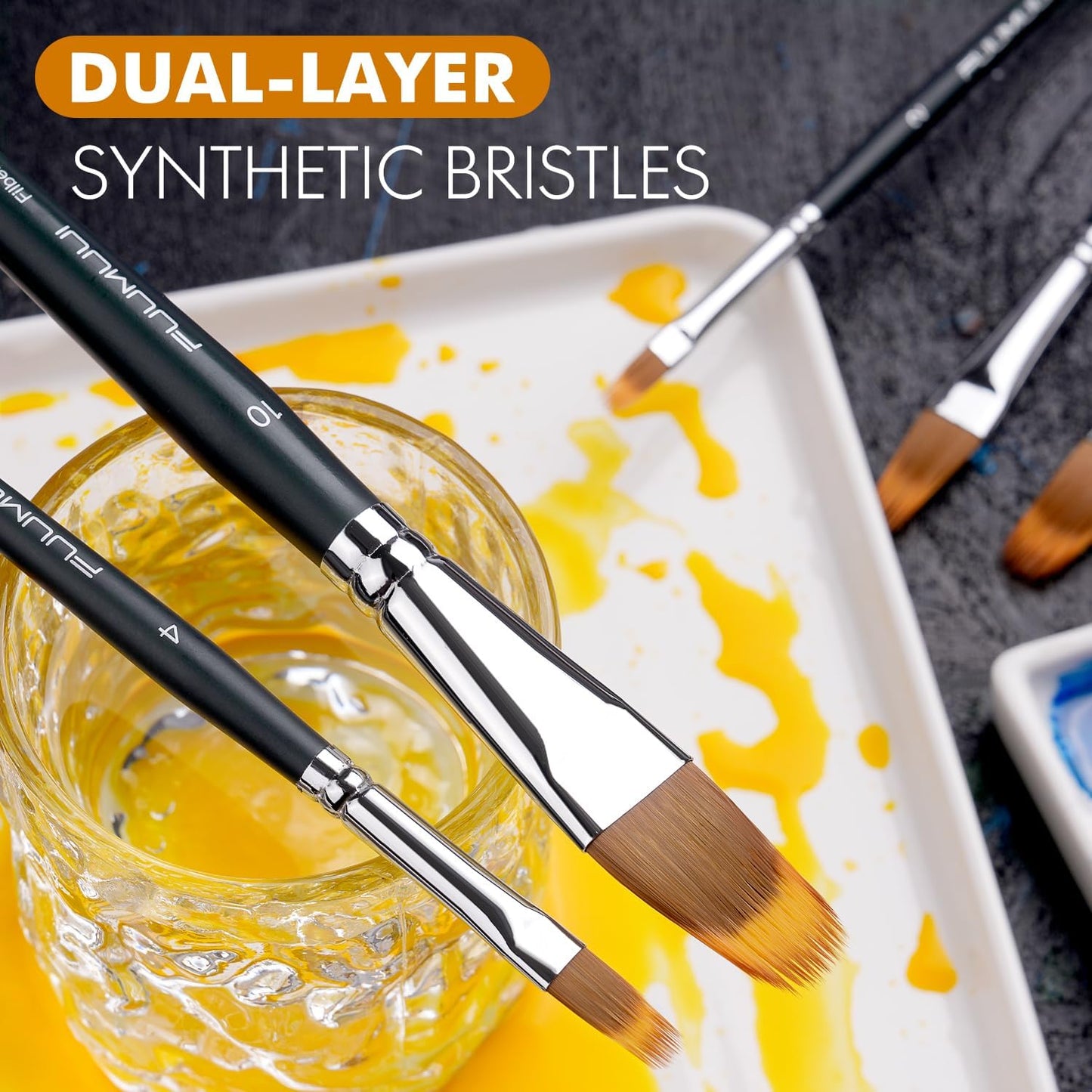 5pcs Dual-Layer Grainer Brush Set- Fuumuui Professional Synthetic Filbert Comb Brushes for Unique Texture Painting Perfect for Artists Acrylic, Watercolor and Oil