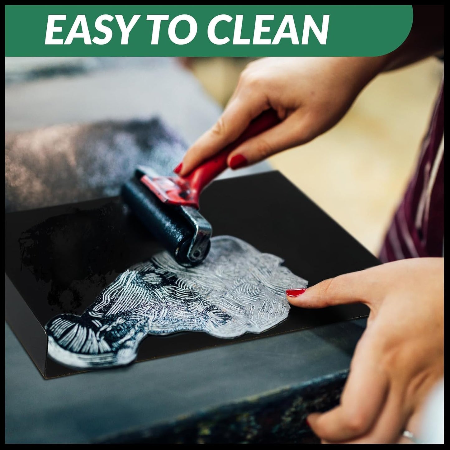 Suzile Bench Hook Metal Inking Plate Linoleum Printmaking Block Stop Ink Plate Printing Supplies Linocut Carving Tools for Block Printing Wood Carving, 9 x 7 x 1 Inches(4 Pcs)