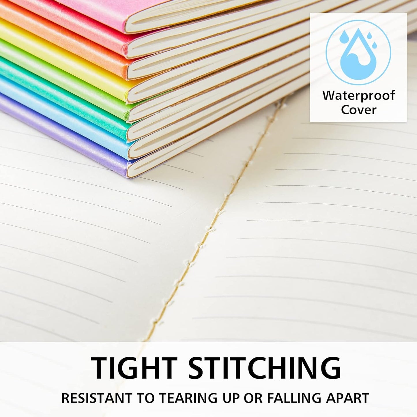 feela 80 Pack Composition Notebooks Bulk, Kraft Cover Lined Blank College Ruled Composition Travel Journals with Rainbow Spines For Women Students Business, 60 Pages, 8.3”x 5.5”, A5, 8 Colors