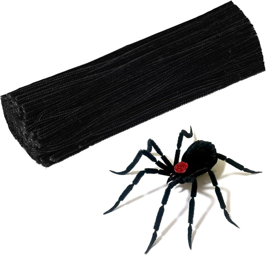 120 Pcs Black Pipe Chenille Stems, Chenille Stems Pipe Cleaners Long Craft Pipe Cleaners Pipe Cleaners for Hair Locs Beginner Creative Crafts Christmas Halloween Decorations