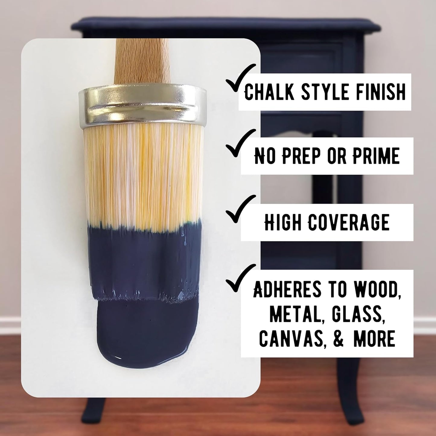 Daydream Apothecary Premium Chalk Style Paint for Furniture, Home Décor, Wood, DIY Interior Projects, Quick Dry, No Prep or Prime Needed, Matte Dark Blue - 16oz