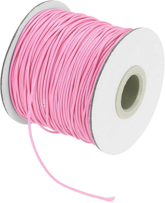 MECCANIXITY Waxed Cord 1mm Waxed Thread 87 Yard Wax String Leather Cord for Bracelet Making, Necklaces, Beading, Jewelry Making and DIY Crafts(Pink)