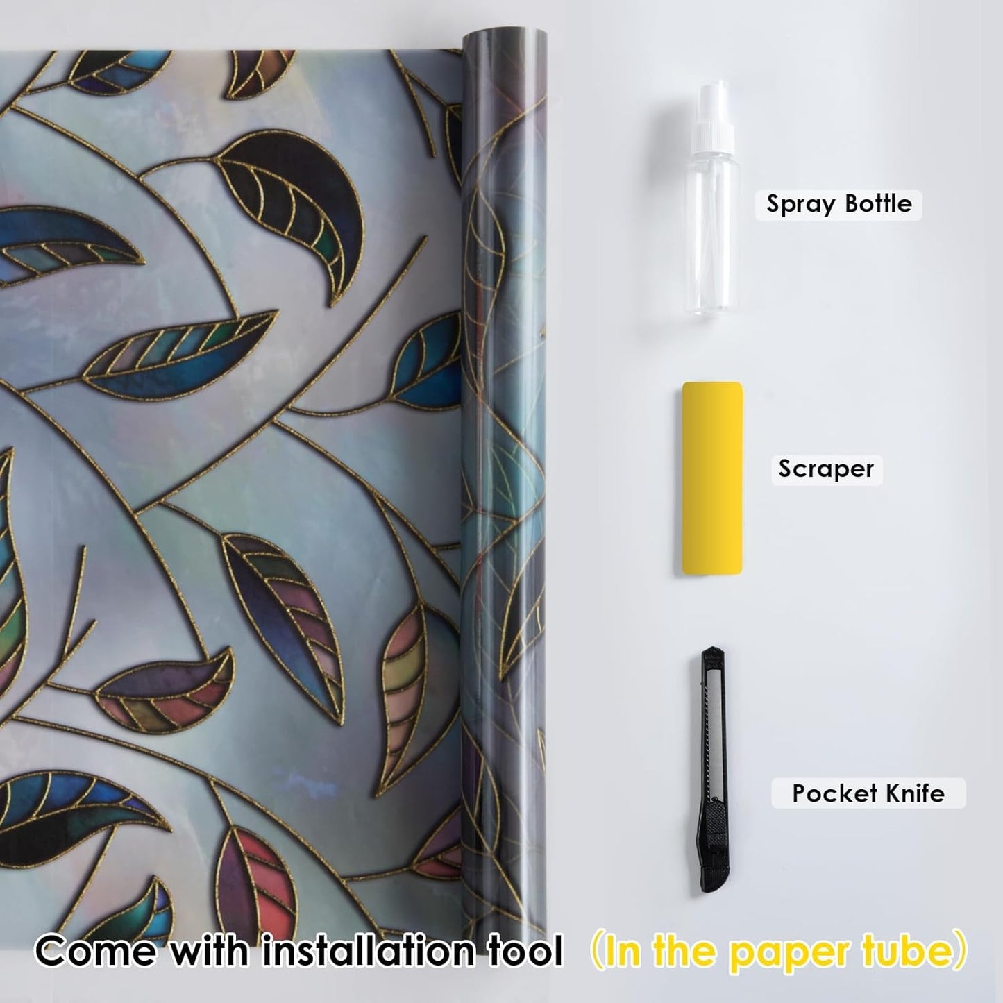 DKTIE Window Privacy Film Frosted Glass Static Cling UV Sun Blocking Heat Control Window Tint Day and Night Insulation Home Bathroom Door Decorative (S166, 23.6'' x 78.7'')