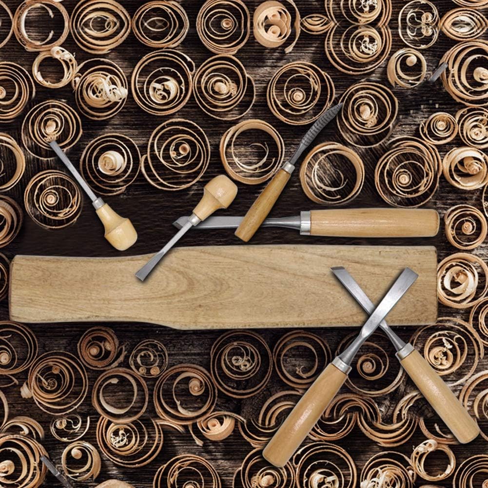 Lulu Home Wood Carving Tools, 16PCS Professional Carving Knife Tool Set for Woodworking Premium Wood Handle with Chisel Gouge Whetstones