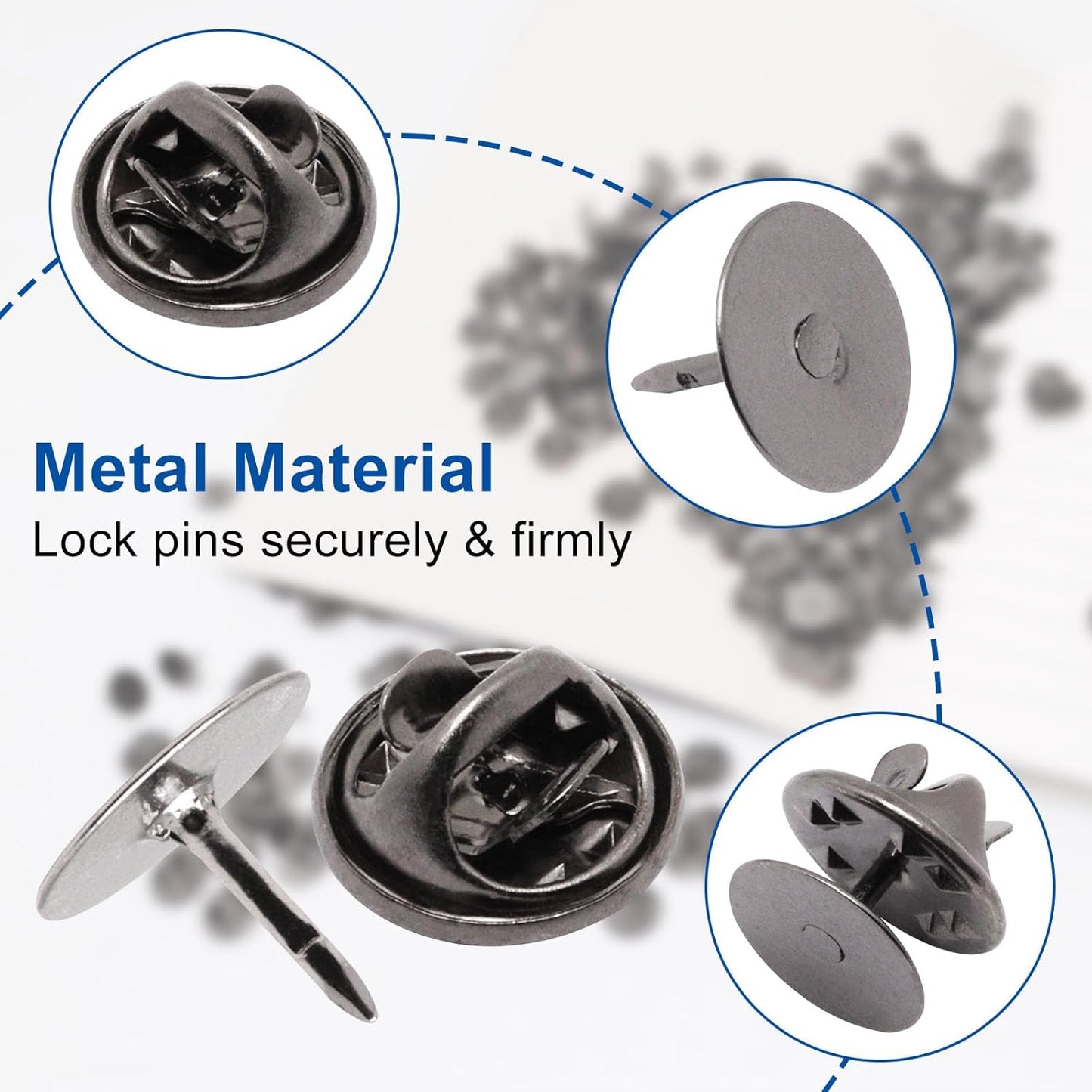 130 Set Pin Backs, Blank Pins Scatter Butterfly Clutch Pin Holder Enamel Pins Locking Backs Tie Tacks Jewelry Backings Clasp for Brooch Lapel Hat Uniform Badges Tie Tack (10mm, Silver&Black)