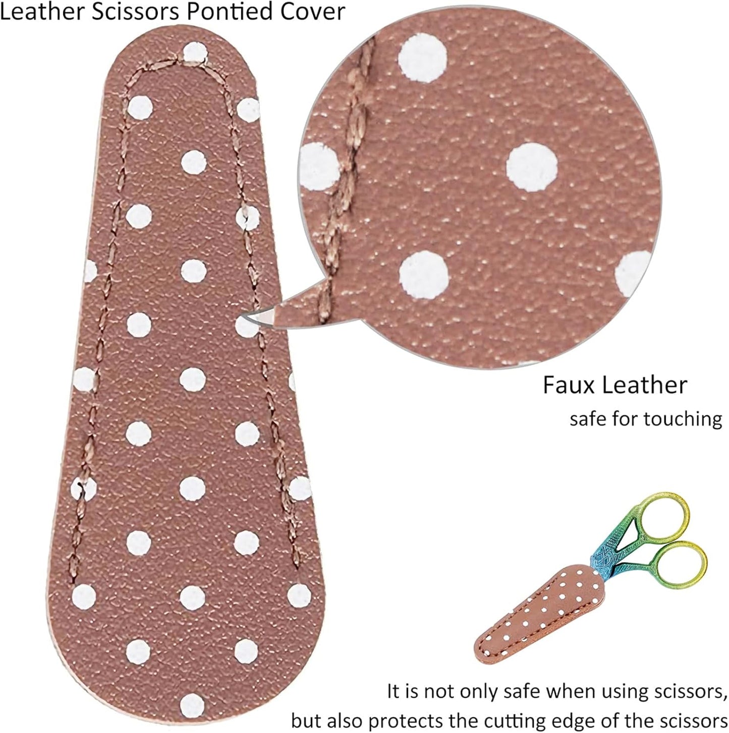 BIHRTC 4.5Inch Stainless Steel Sharp Tip Scissors with Leather Safe Cover Household Needlework Scissors for Embroidery Craft Needle Work Art Work Handcraft Threading