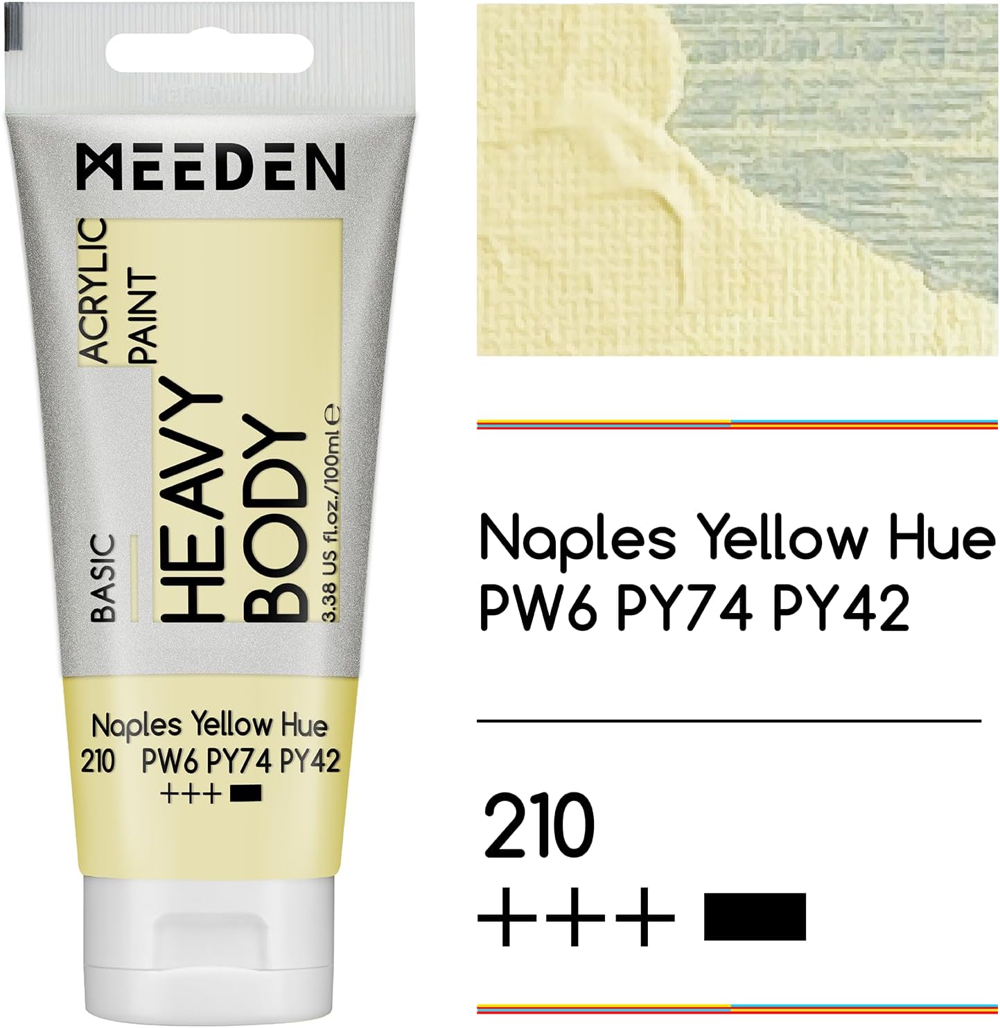 MEEDEN Acrylic Paint Naples Yellow Hue: Bundled with Titanium White Color - 100ml/3.38oz x 2 Bulk Heavy Body Acrylic Paint Tubes for Art Craft Painting