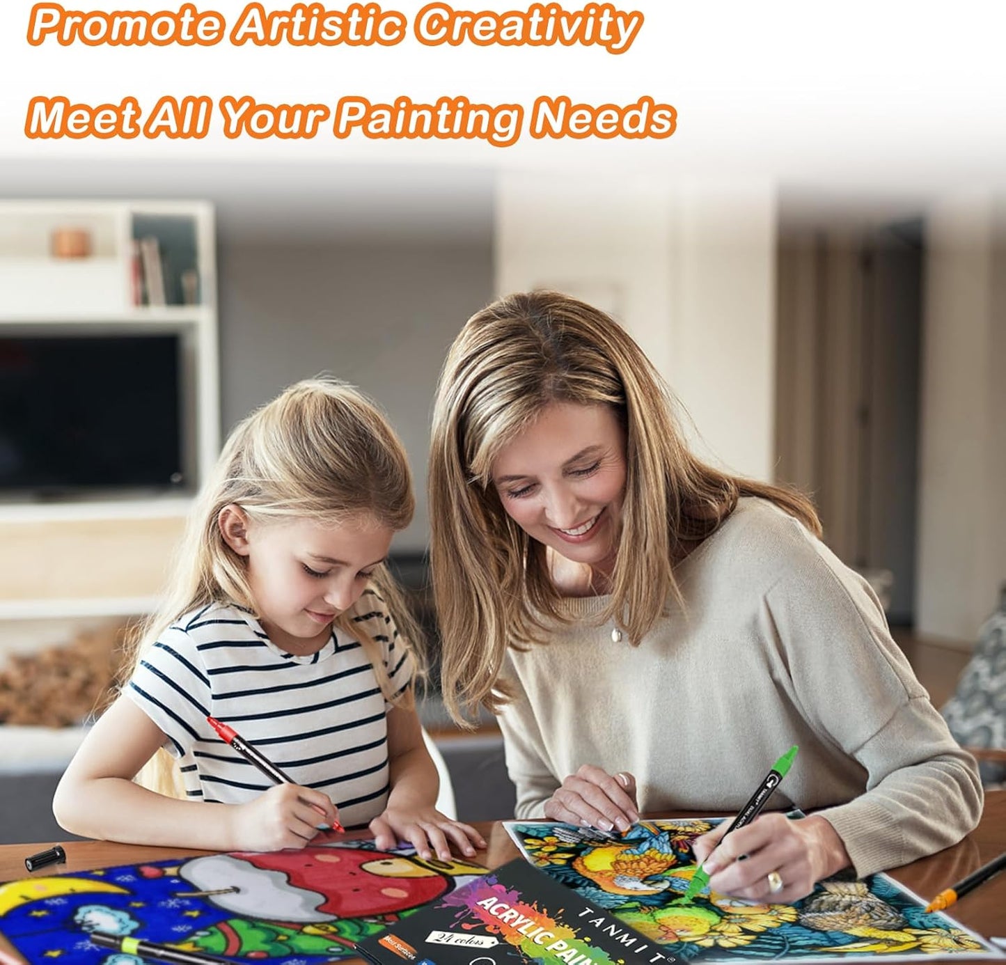 Acrylic Paint Pens Markers, 24 Colors Dual Tip Acrylic Paint Pens for Rock Painting, Wood, Canvas, Stone, Glass, Ceramic Surfaces, DIY Crafts Making Art Supplies (Round Tip and Fine Tip)