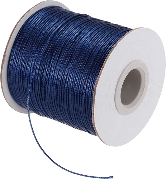 MECCANIXITY Waxed Cord 0.5mm Waxed Polyester Cord 175 Yard Wax String for Bracelet Making, Necklaces, Beading, Jewelry Making and DIY Crafts(Navy Blue)