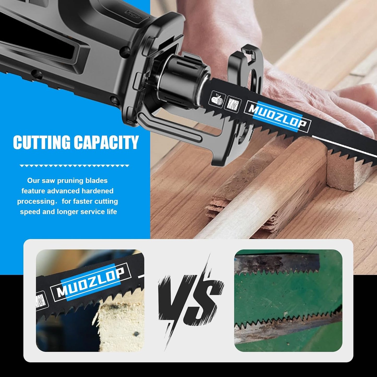 10 Pack 12 inch Reciprocating Saw Blades Set,5 TPI High Carbon Saw Blades,Woodcutting Saw Blades with Organizer Case (10, 5TPI/300mm)