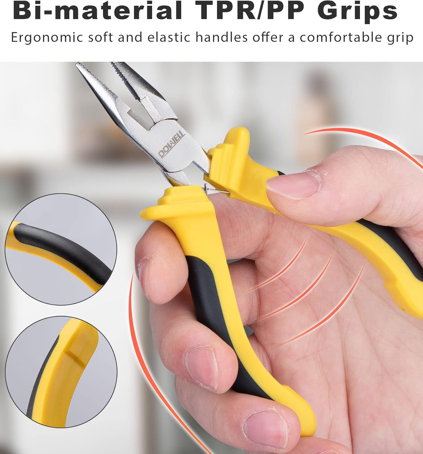 DOWELL 6-piece Mini Pliers Set Needle Nose Diagonal Long Nose Bent Nose End Cutting and Linesman for Making Crafts Repairing Electronic Devices with Pouch