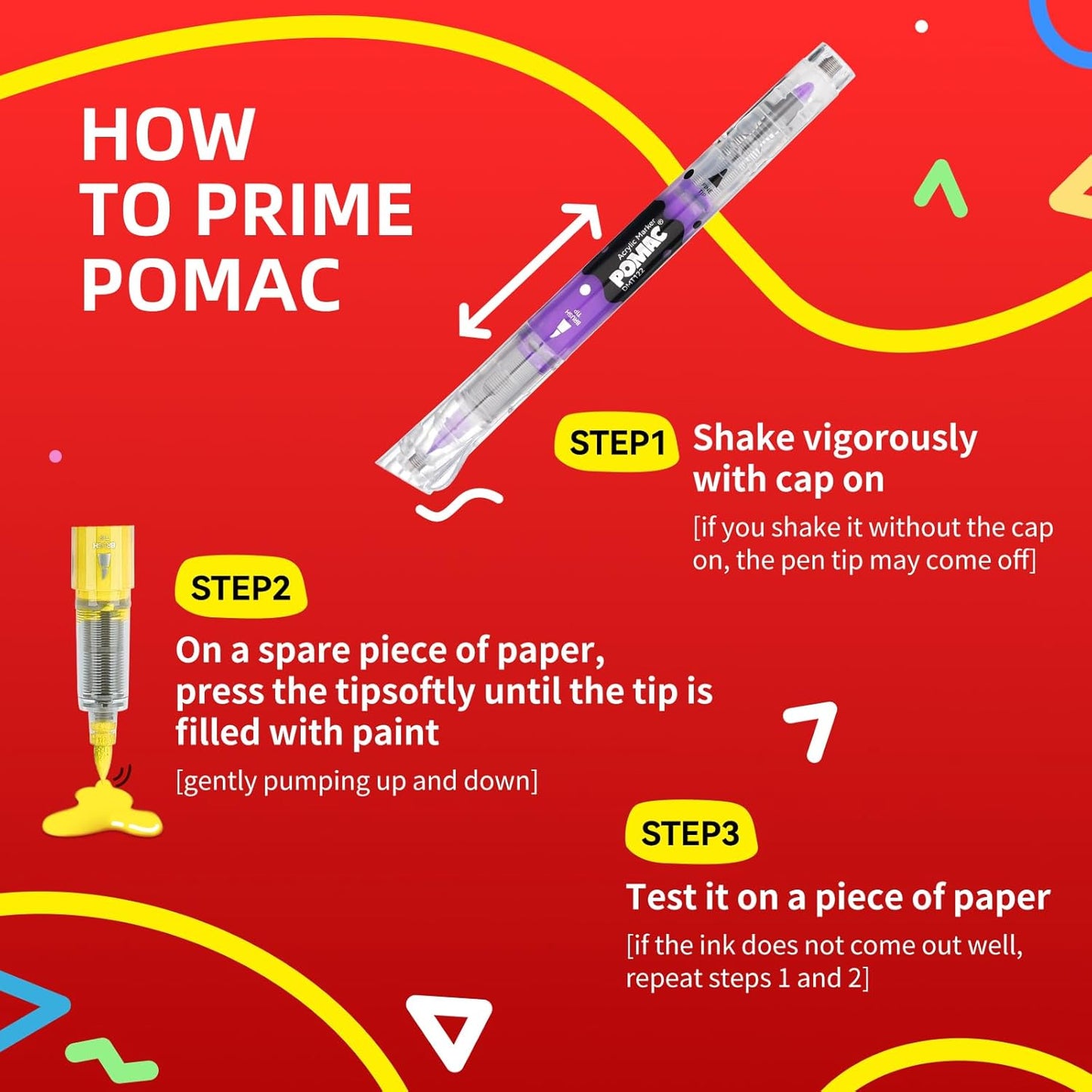 POMAC Dual Tip Acrylic Paint Markers Pens 36 Assorted Colors, Direct Liquid Acrylic Marker with Brush & Fine Tip, Water-Based Paint Marker for Fabric, Canvas, Rock, Glass, Wood, Crafts, Art Supplies