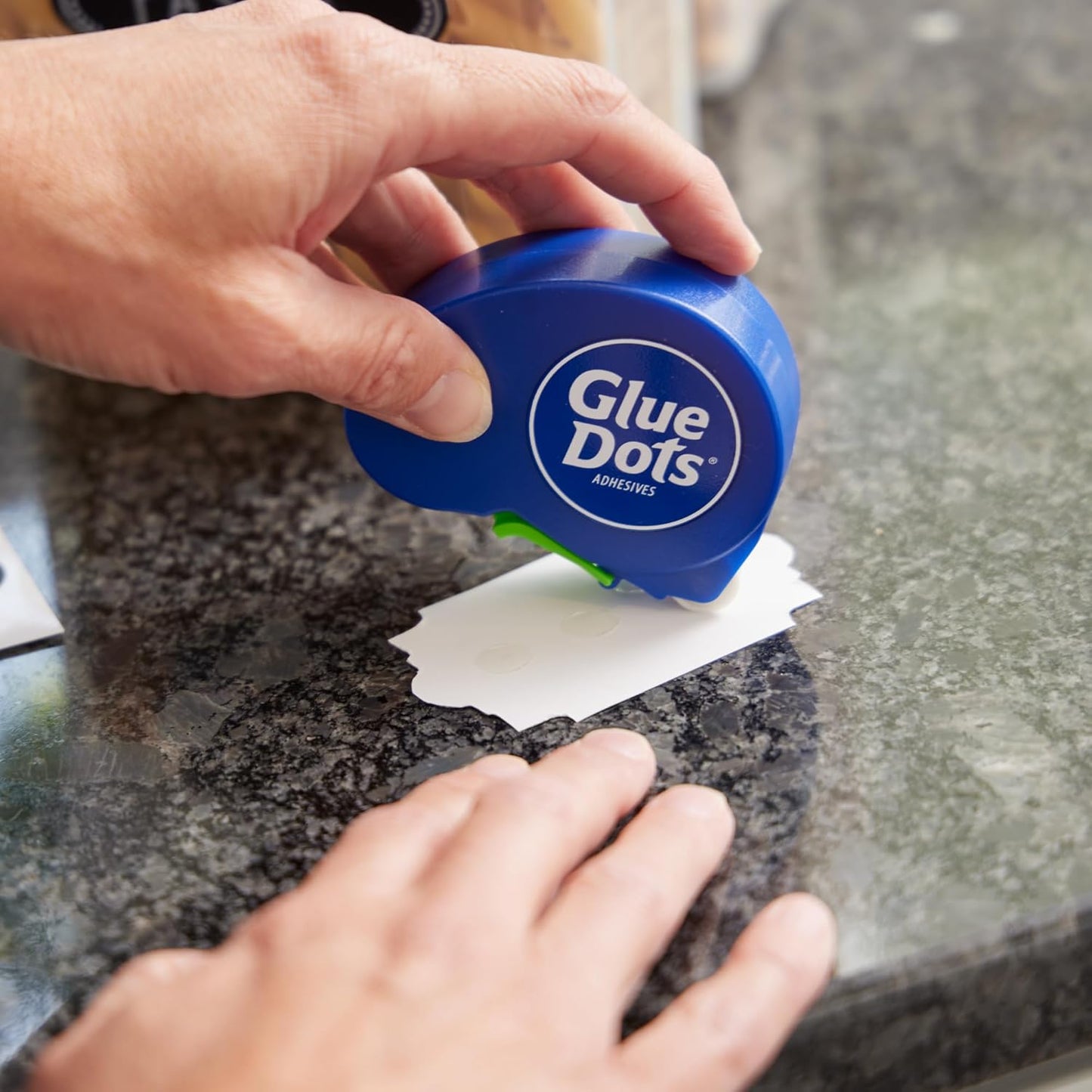 Glue Dots, Dispenser for everyday uses, 6-pack, 750 total dots, 3/8", .375 Inches, Movable, Repositionable, Multi-Functional, Label Containers, Glue Stick and Tape Alternative, Clear