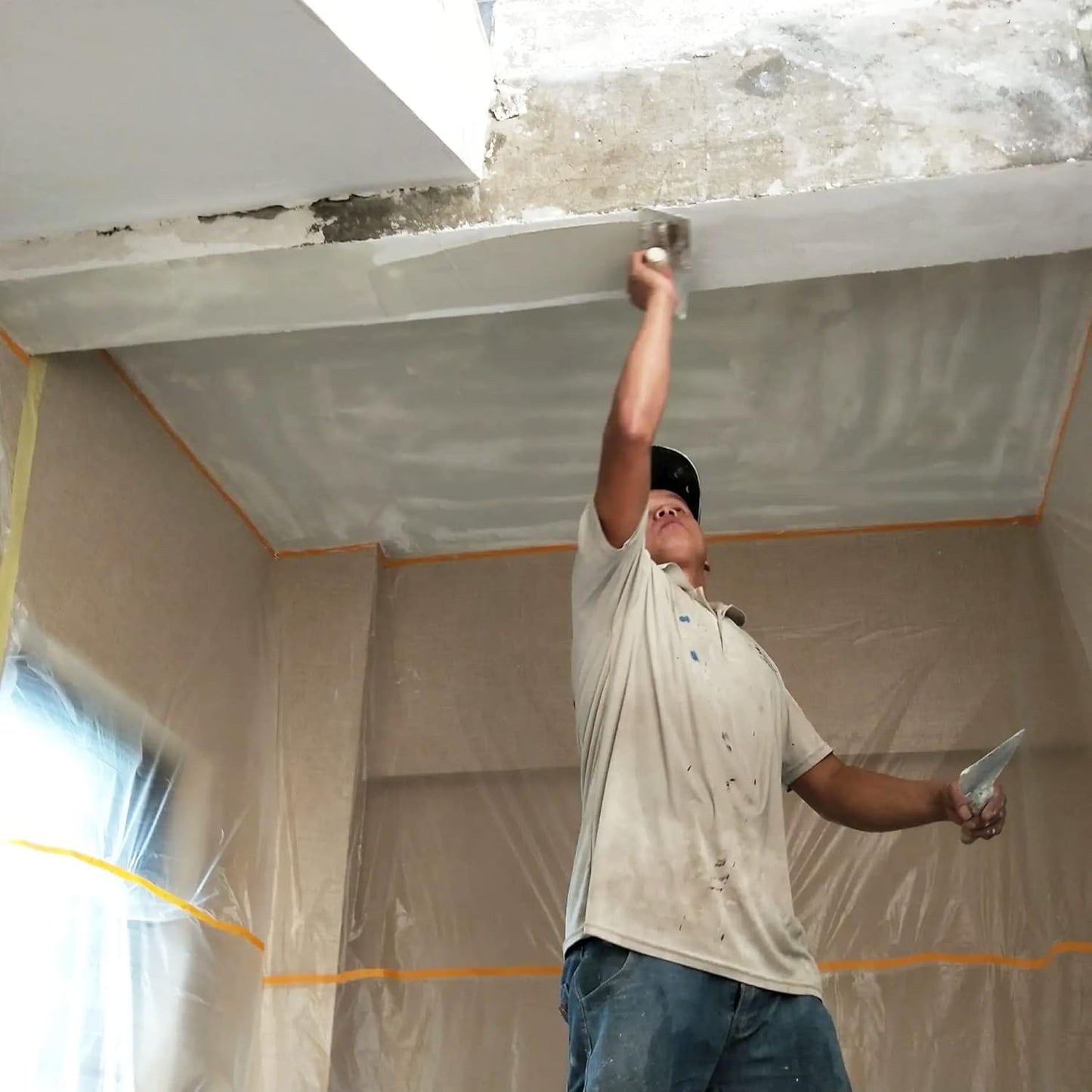 LLPT Tape and Drape 59.1”(Unfolded) x 66 Ft Each 2 Pack Pre-Taped Masking Film 0.27 Mil Painters Plastic Drop Cloth for Auto Wall Furniture Painting Protection (MFT1502)