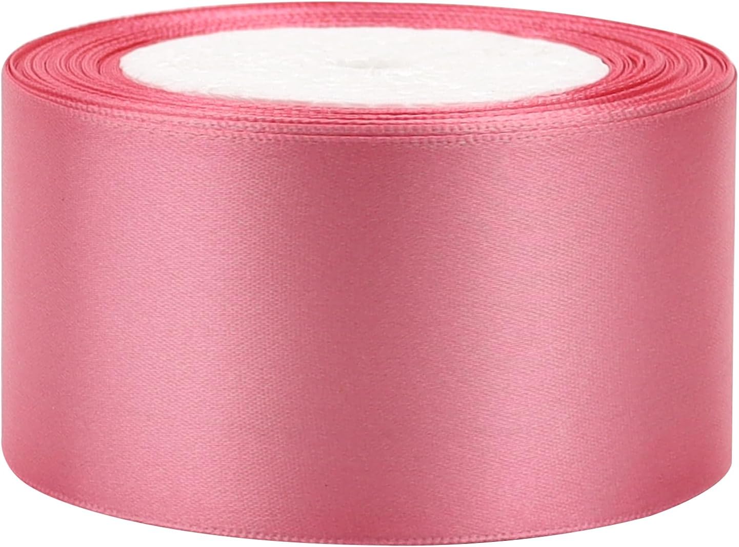 Rose Gold Solid Satin Ribbon 2 Inch 25 Yards Solid Polyester Fabric Ribbon for Gift Wrapping Wedding Christmas Baby Shower Birthday Party Decoration Handmade Immortal Flower Craft