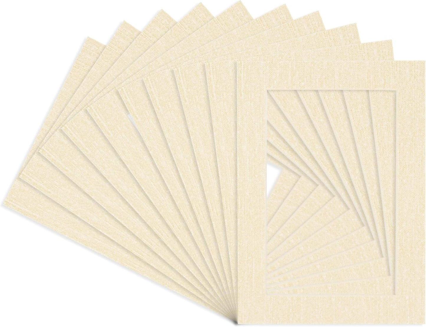Pack of 25 Acid Free 11x14 Mats Bevel Cut for 8.5x11 Photos - Fresh Linen Canvas Precut Matboards For Pictures, Photos, Framing - 4-ply Thickness