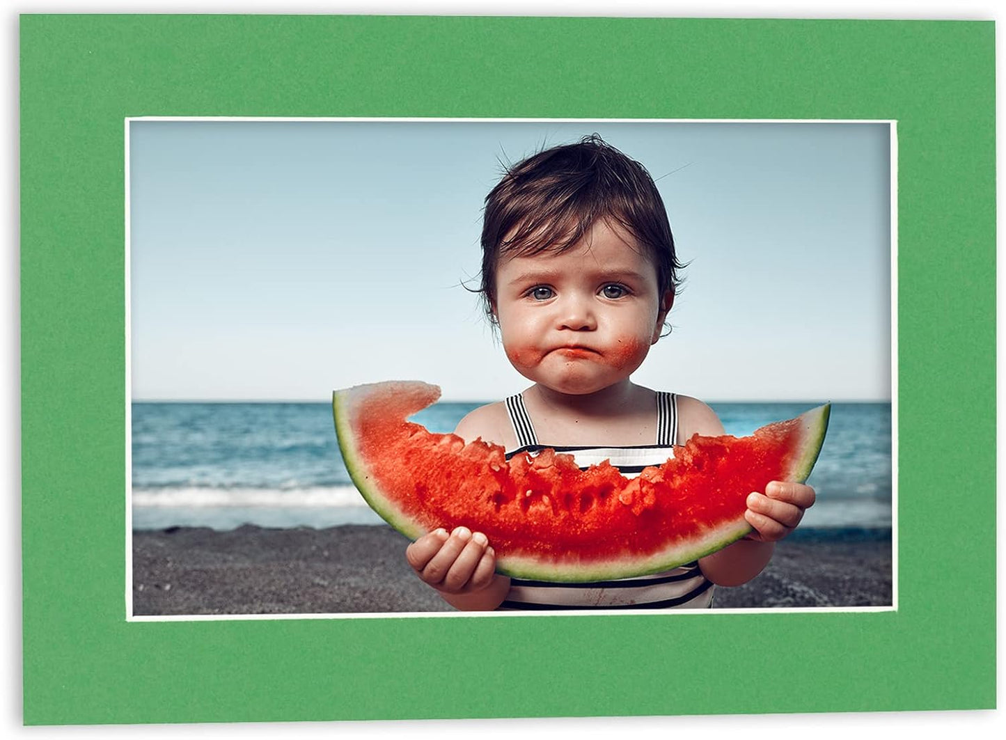 5x7 Mat for 8.5x11 Frame - Precut Mat Board Acid-Free Bright Green 5x7 Photo Matte For a 8.5x11 Picture Frame, Premium Matboard for Family Photos, Show Kits, Art, Picture Framing, Pack of 10 Mats