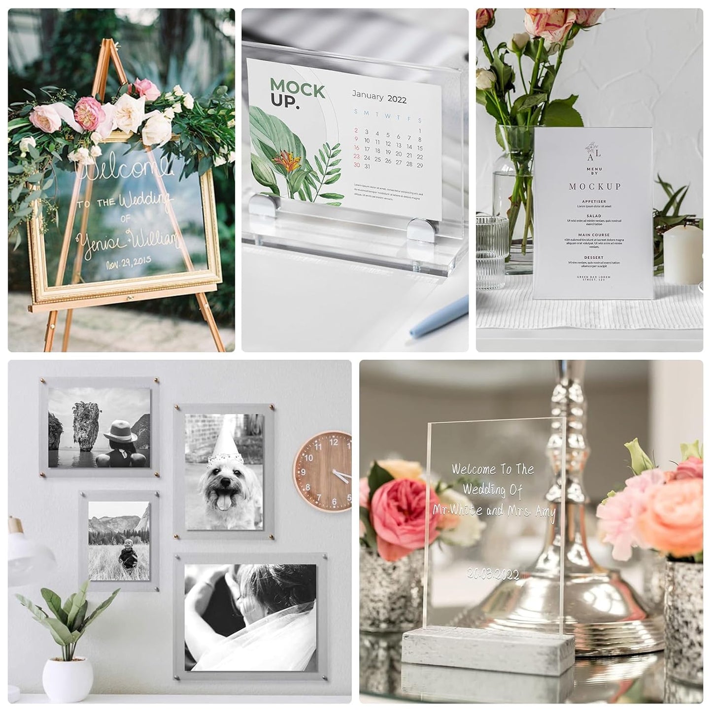 5 Pack 12”x16” x0.02” Clear PET/Plexiglass Sheet, Transparent Flexible Plastic Sheet 12x16, 0.02” Clear Plastic Sheet for Crafts, Picture Frames, Painting, Sign Blank