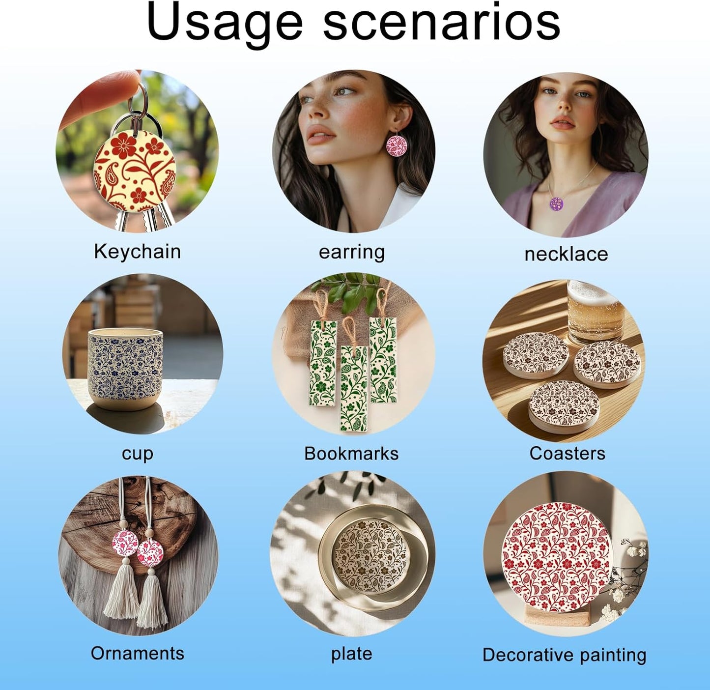 CHGCRAFT Paisley Pattern Polymer Clay Texture Sheet Vines Vintage Flowers Silicone Texture Mat for Polymer Clay Making Earrings Jewelry DIY Crafts 5.5 × 5.5 Inch