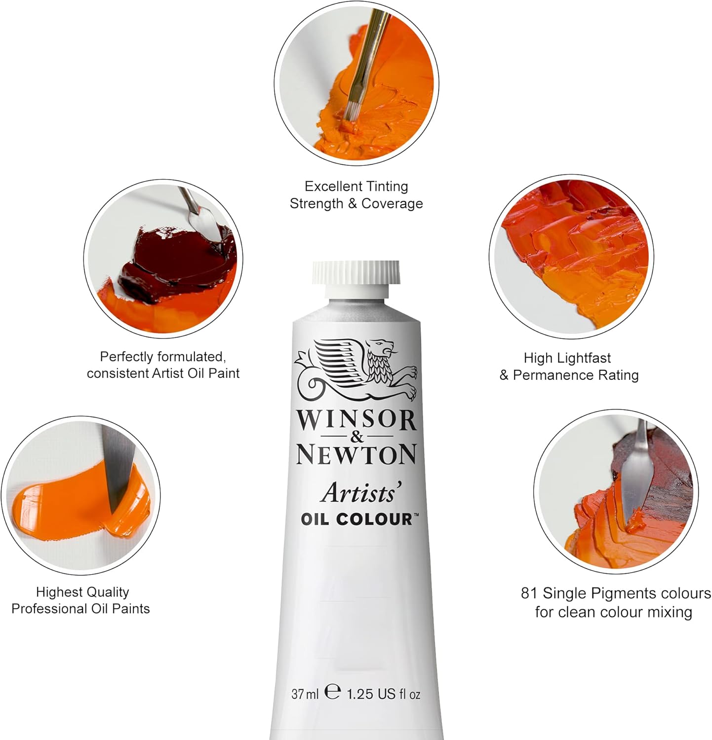 Winsor & Newton Artists' Oil Color, 200ml (6.75 oz) Tube, Lamp Black