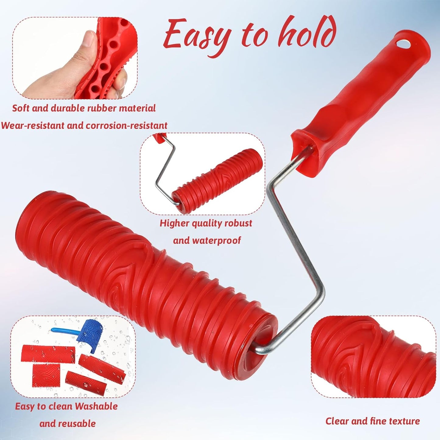 6 Pcs Wood Grain Tool, Soft Rubber Wood Graining Tool with Handle, Natural Woodgrain Maker for Wall Room Art Paint Decoration