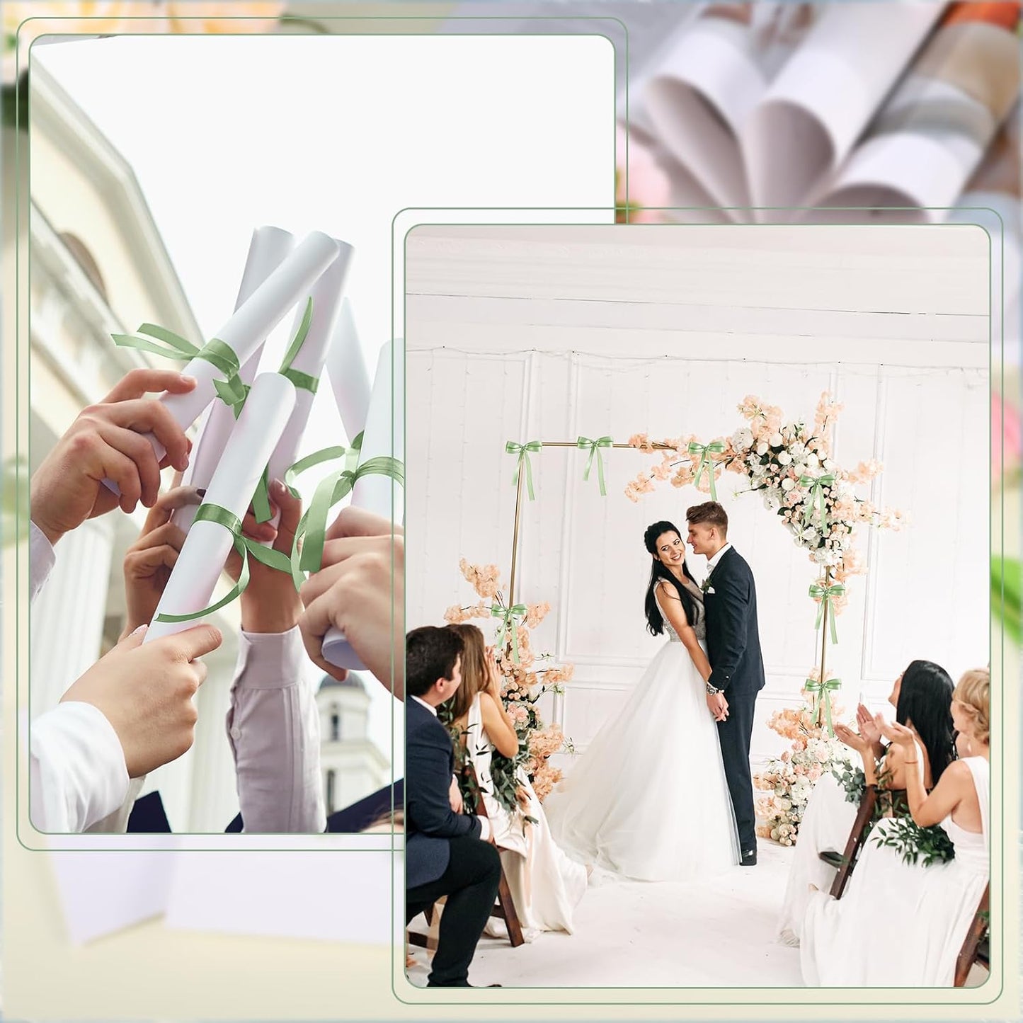 Sage Green Ribbon 3/8 Inch 120 Yards Light Green Satin Ribbon Thin Ribbons for Hair Crafts Scapbook Cake Bows Baby Shower Wedding Birthday Christmas Decorations