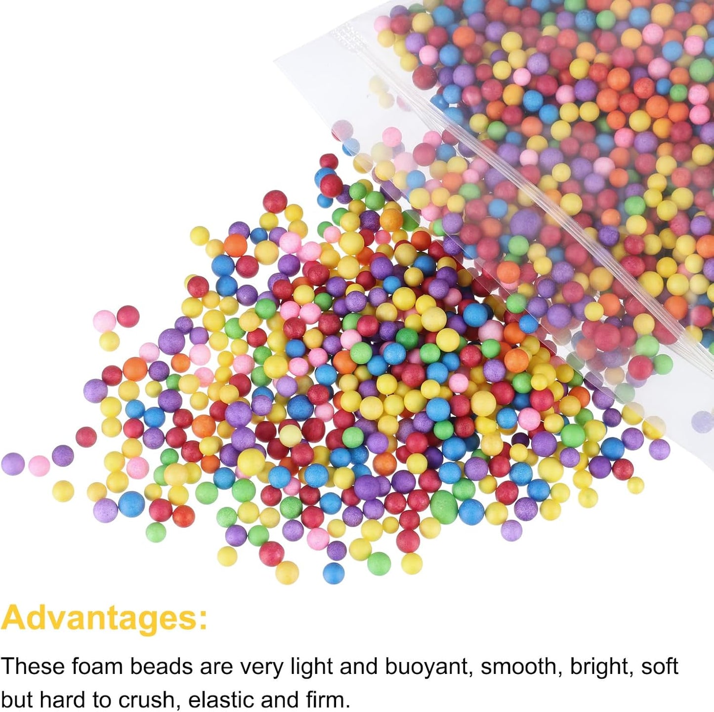 MECCANIXITY Foam Beads Foam Balls 4-6mm for Wedding and Party Decorations, Tiny Packing Balls, Arts DIY Crafts Supplies (Multicolored,1 Pack Approx 5000pcs)