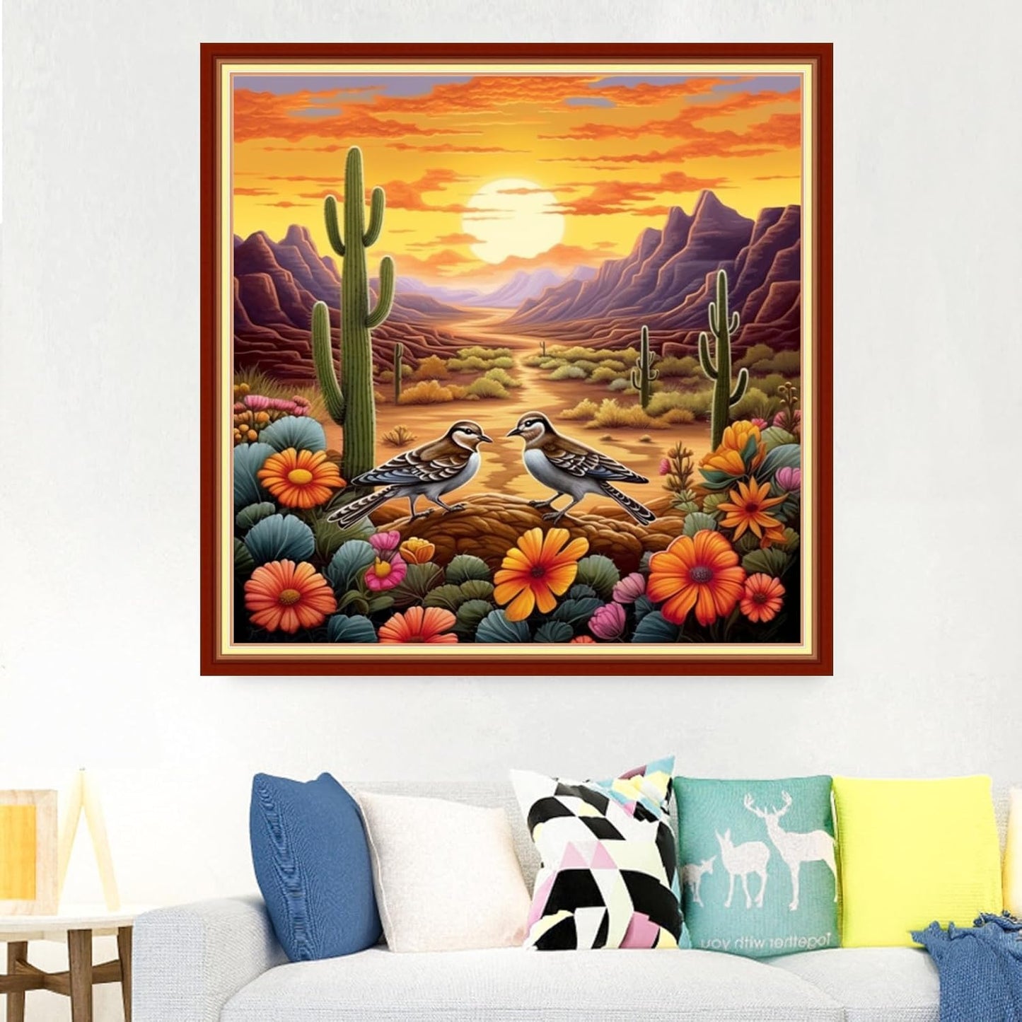 Foxdiviy Stamped Cross Stitch Kits Full Range of Embroidery Needlework Starter Kits for Beginners Adults 11CT Embroidery Patterns Art Crafts DIY Needlepoint Kits-Sunrise Bird 18x18 inch