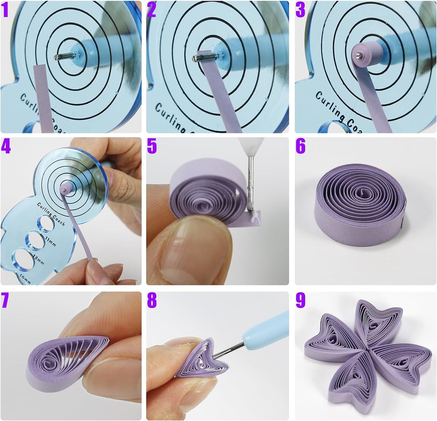19pcs Beginners Quilling Tools Kit Electric Slotted Quilling Pen Template Board Curling Coach Crimper Comb Filigrana Tools Set
