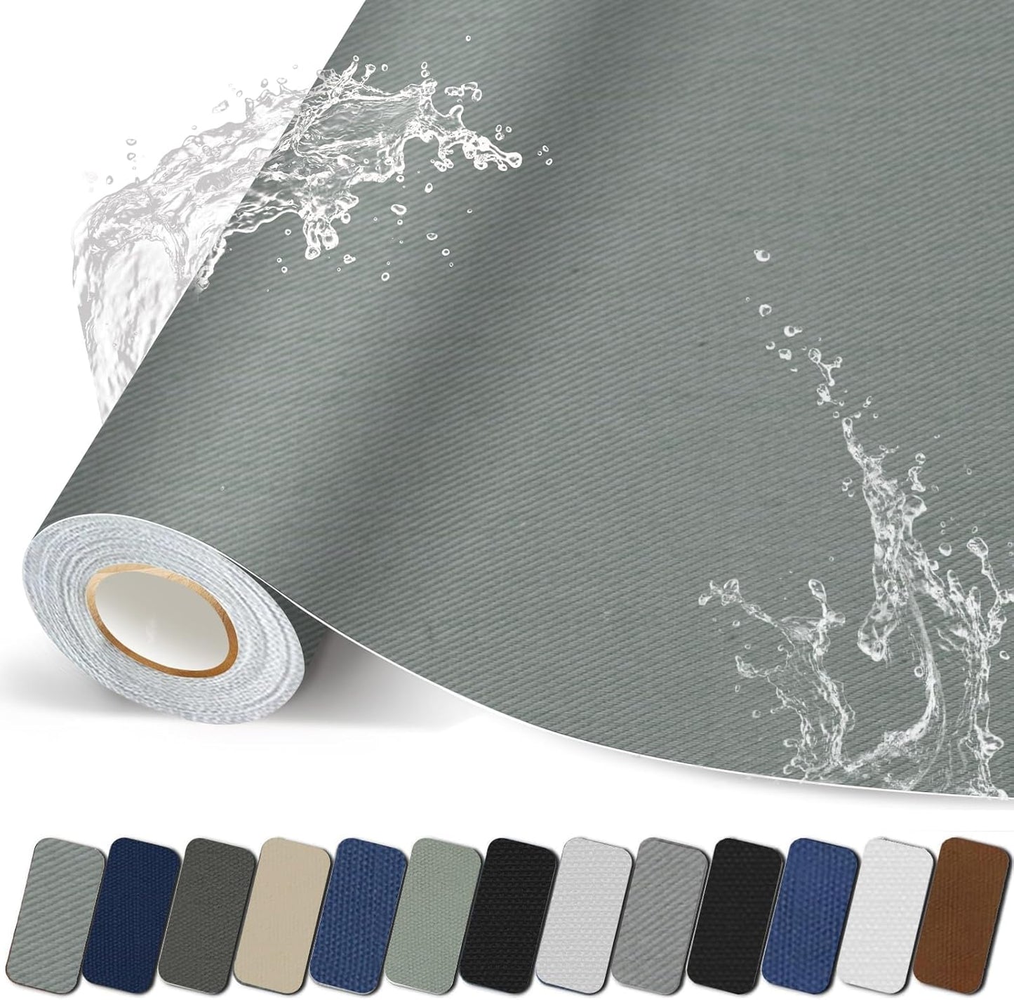 Canvas Repair Patch, 17X158 Inch Strong Sticky Fabric Repair Tape, Self-Adhesive Fabric Patch for Sofas, Tote Bags, Clothing, Car Seats, Furniture (Medium Grey, 17X158 Inch)