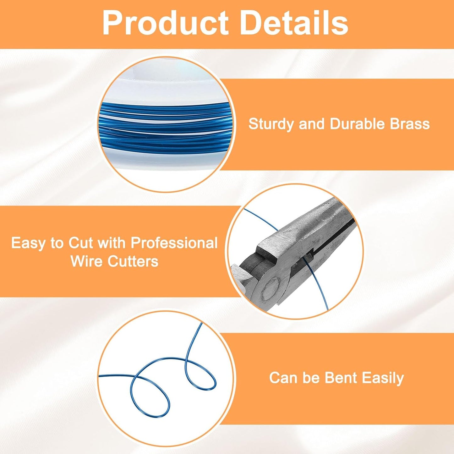 HARFINGTON 8ft Jewelry Wire, 20 Gauge (0.8mm) Brass Craft Soft Metal Tarnish Resistant Copper Beading Wire for Jewelry Making Supplies Crafting, Blue