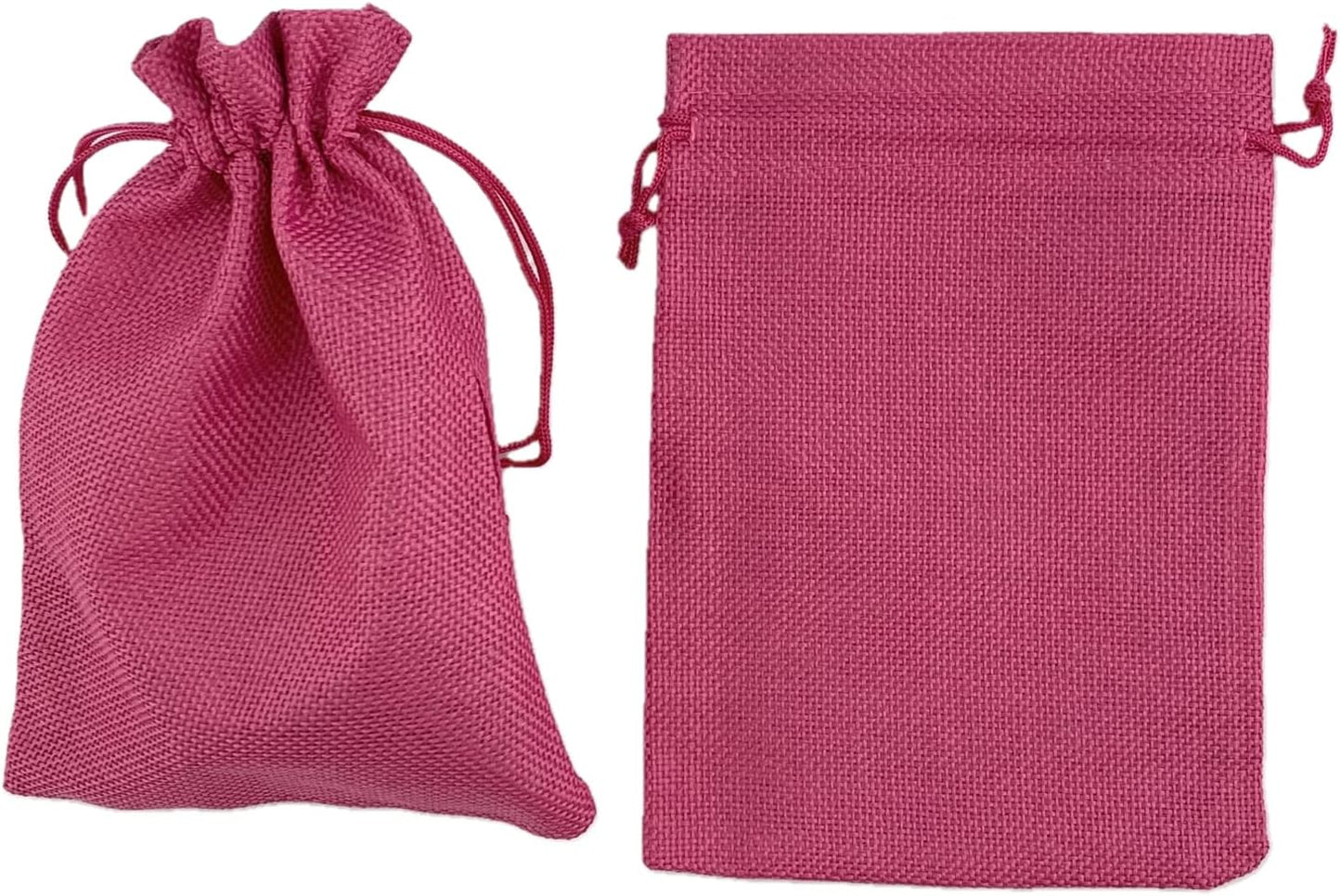 Palmhomee Pack of 25 Burlap Gift Bags with Drawstring Linen Jewelry Pouches Wedding Hessian Jute Bags for Birthday and Treat Pouches Party Wedding Favors Gift (5x7 Inch, Fuchsia)