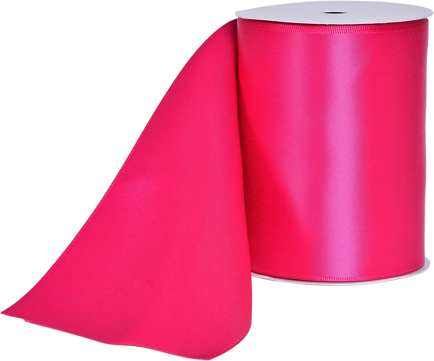 YAMA Hot Pink Double Faced Satin Ribbon, 4 Inch 5 Yards, Great for Crafts Bows Flower Bouquet Wedding Home Decor Gift Wrapping