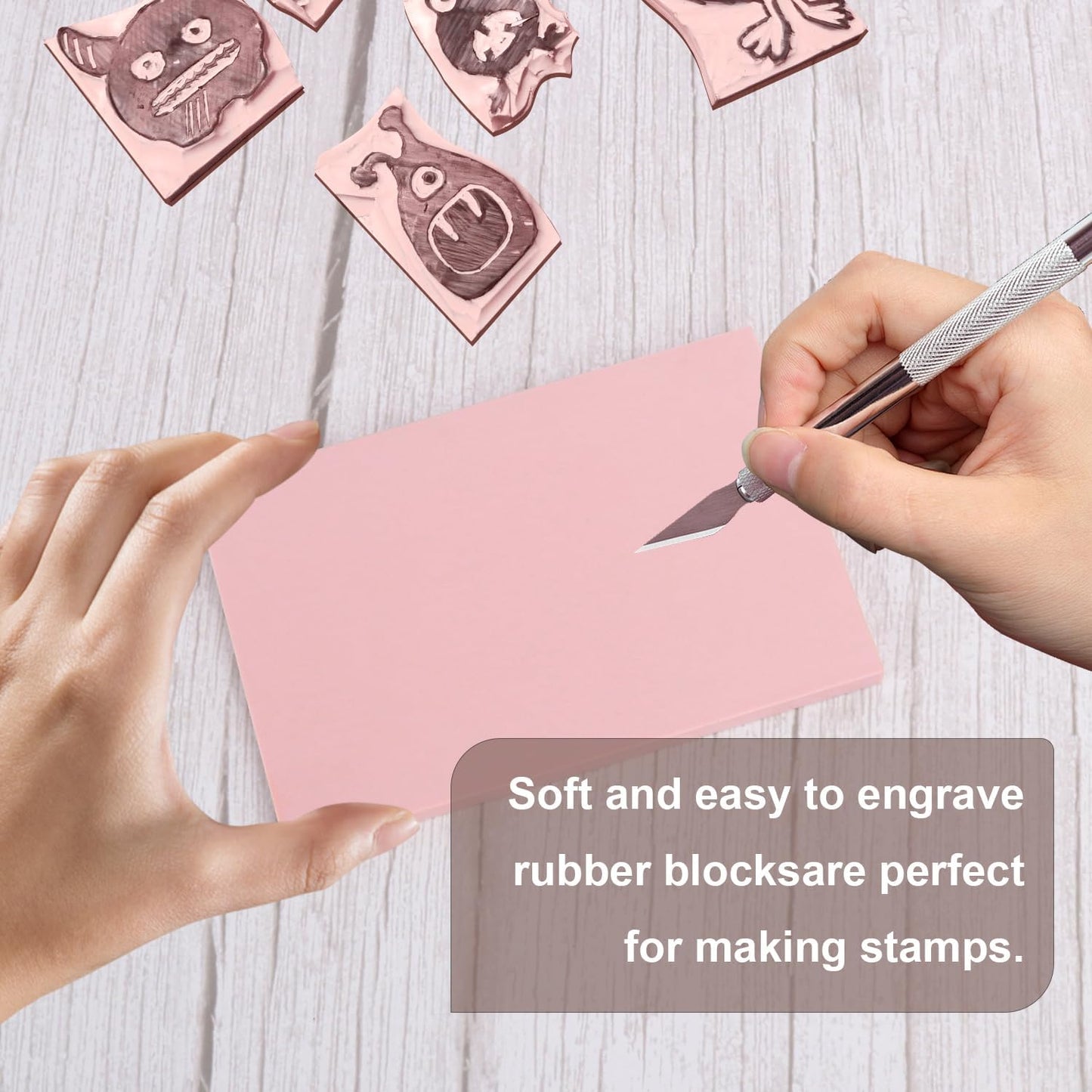 25 Pcs 4"x6" Rubber Linoleum Stamp Carving Blocks for Printmaking, Linocut Artists, Crafts - Light Pink by KUKLIPJIM