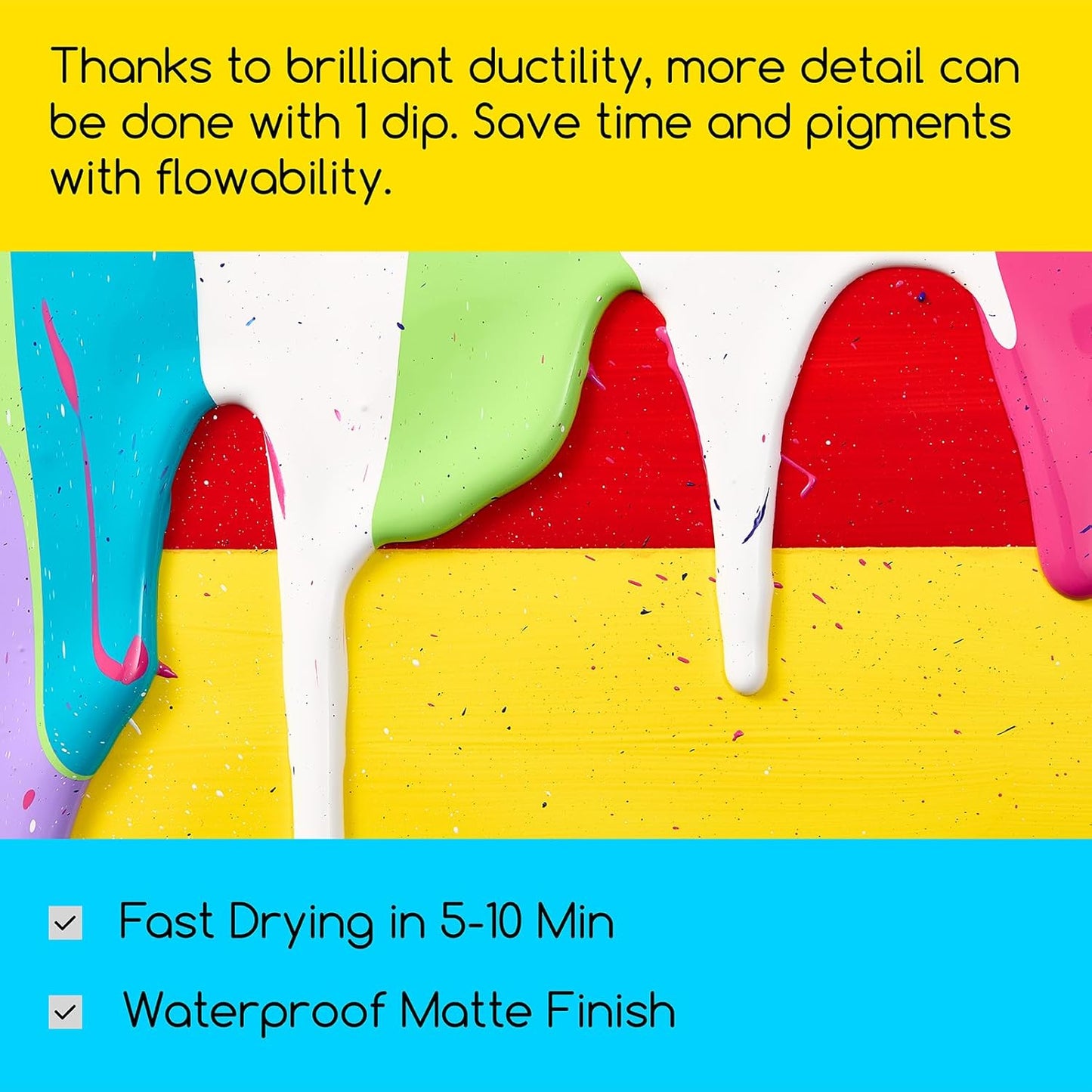 MEEDEN Mid Yellow Acrylic Paint: Matte Finish 250ml/8.45oz Soft Body Bulk Acrylic Colors in Ergonomic Bottle - Fluid Flow Art Paints for Adults Artists Canvas Art Painting