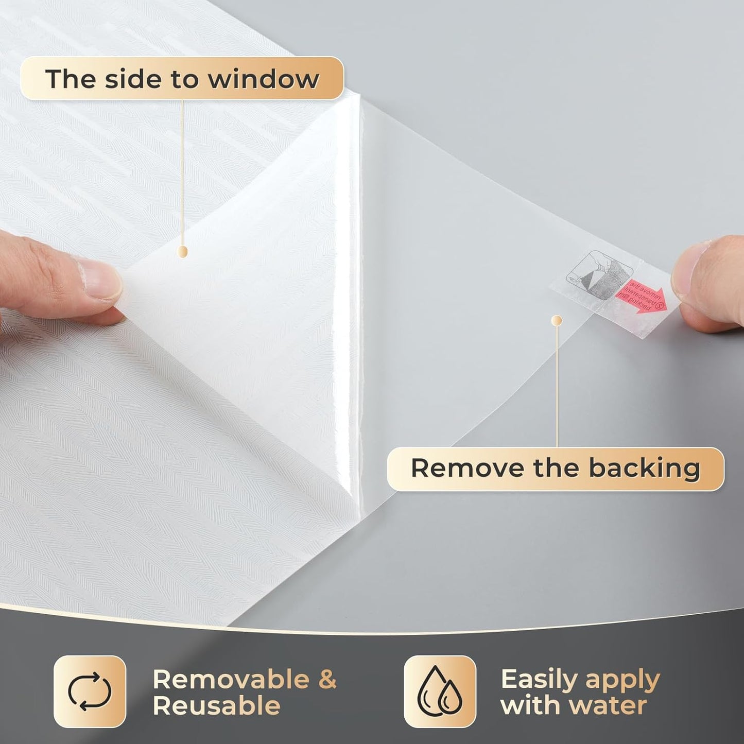 rabbitgoo Window Privacy Film, Frosted Glass Window Film Static Cling Covering, Non Adhesive Privacy Clings Vinyl, Removable Frosting Sticker for Home Decoration, White, 17.5 x 118.1 Inches