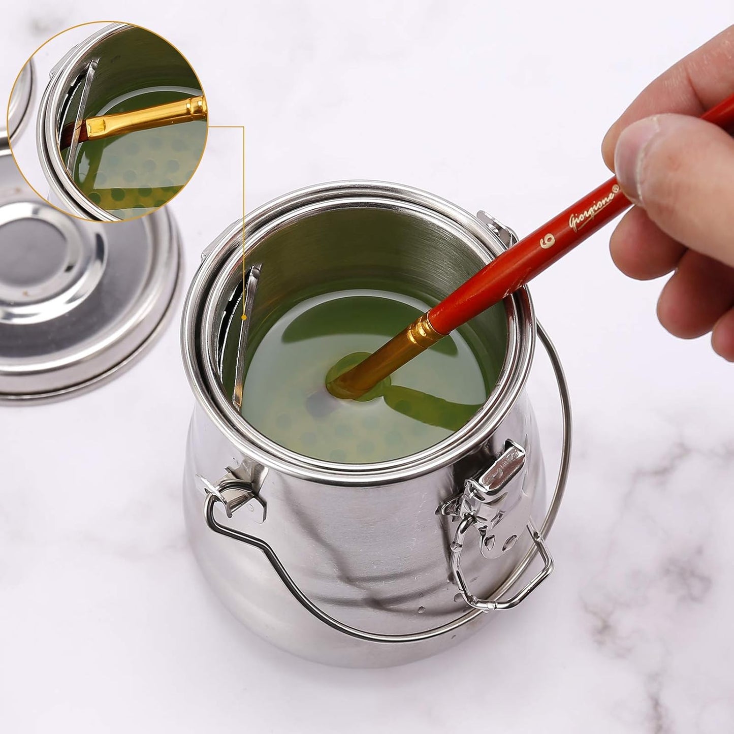 MYARTOOL Paint Brush Washer, Portable Leak-Proof Brush Cleaner with Lid and Filter Screen, 4" tall x 3-1/2" dia.