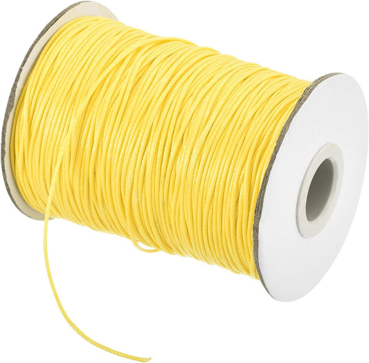 MECCANIXITY Waxed Cord 1mm Waxed Polyester Cord 175 Yard Wax String for Bracelet Making,Necklaces, Beading,Jewelry Making and DIY Crafts(Light Yellow)