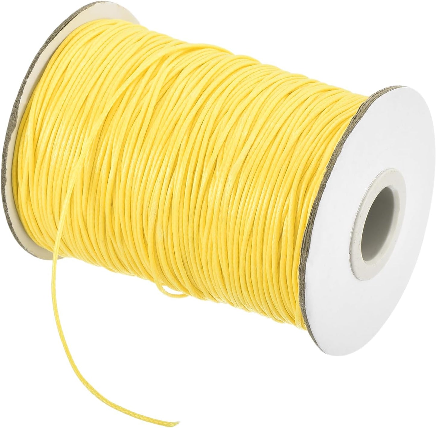 MECCANIXITY Waxed Cord 1.2mm Waxed Polyester Cord 175 Yard Wax String for Bracelet Making,Necklaces, Beading,Jewelry Making and DIY Crafts(Light Yellow)