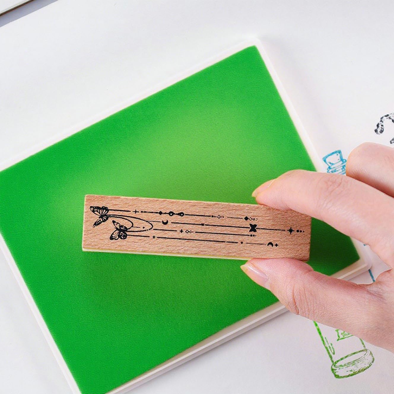 GTLZLZ Large Ink Pad for Rubber Stamps, 5" x 4" Washable Craft Stamp Pad for Kids, Fingerprint Ink Pad for Paper, Scrapbooking, Wood Fabric (Purple)