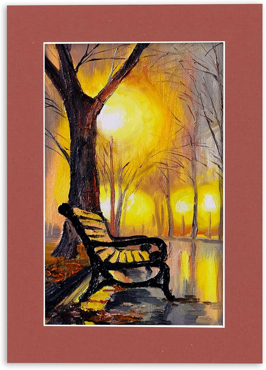 11x14 Mat Bevel Cut for 8.5x11 Photos - Acid Free Brick Red Precut Matboard With Backing Board and Crystal Clear, Self Seal Mat Bag - For Pictures, Framing - 4-ply Thickness
