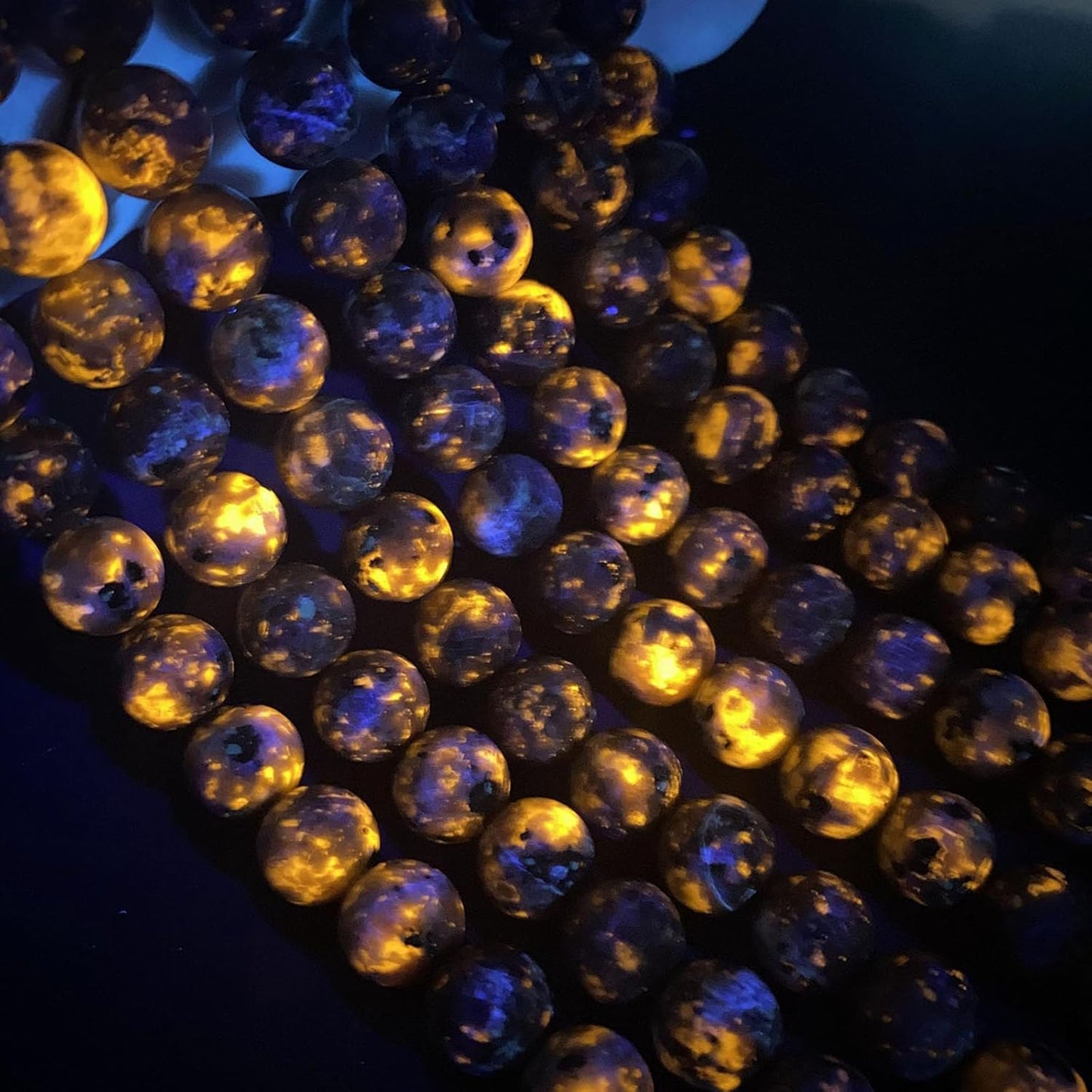 8MM 90pcs Natural Flame Yooperlite Stone Energy Beads Round Loose Beads for Jewelry Making DIY Bracelet Necklace 2 Strands 32"