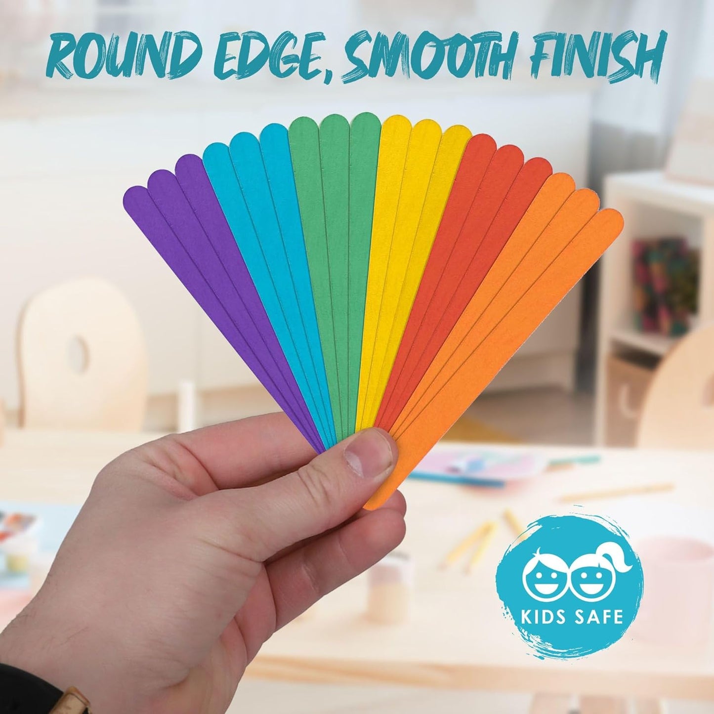 Darice 1000 Pcs Colored Popsicle Sticks for Crafts, 4.5" Colorful Wooden Rainbow Craft Sticks Supplies, STEM DIY Art, Ages 3+