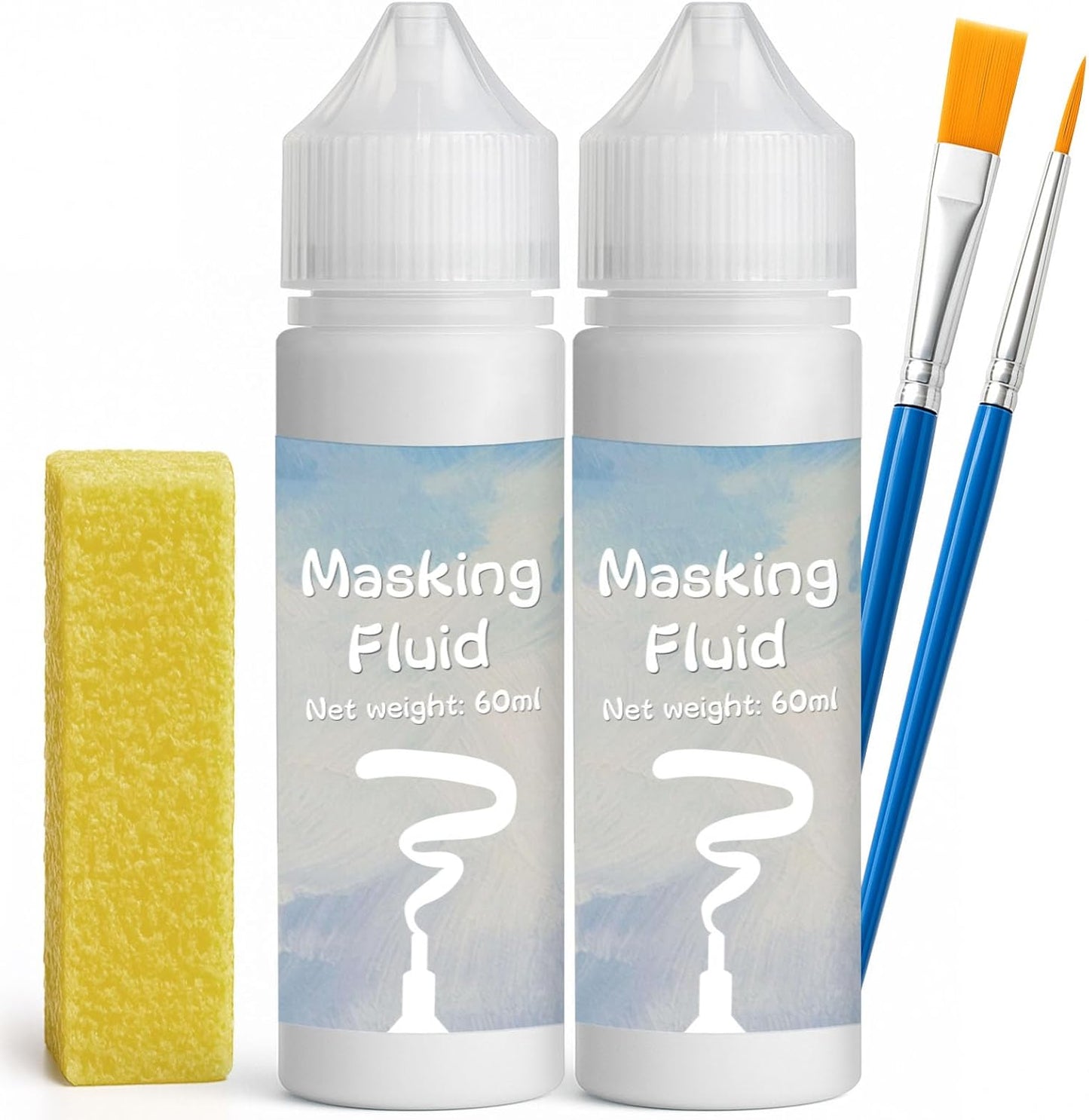 White Masking Fluid for Watercolor Painting 120ml, Resistant Ink and Pouring Paint, Watercolor Masking Fluid Keeps Areas Colorless and Edges Sharp