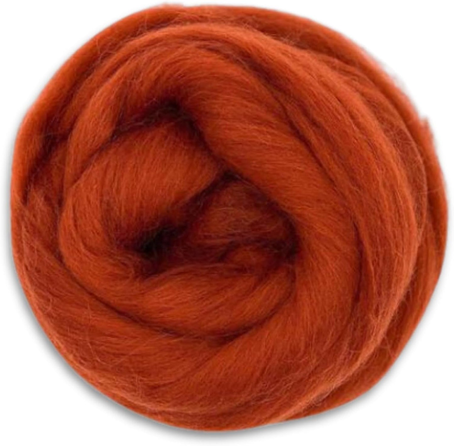 Revolution Fibers Dyed Corriedale Wool | 8.2 Ounces of Premium Combed Wool Top | 26 Micron, 100% Pure Corriedale Wool Roving, Ethically Sourced (Rust Brown)