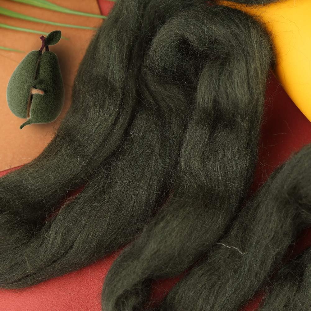3.53oz Wool Roving Yarn, Wool Felting Supplies, Pure Wools, Chunky Yarn, Spinning Wool Roving for Needle Felting Wet Felting DIY Hand Spinning (Dark Green)