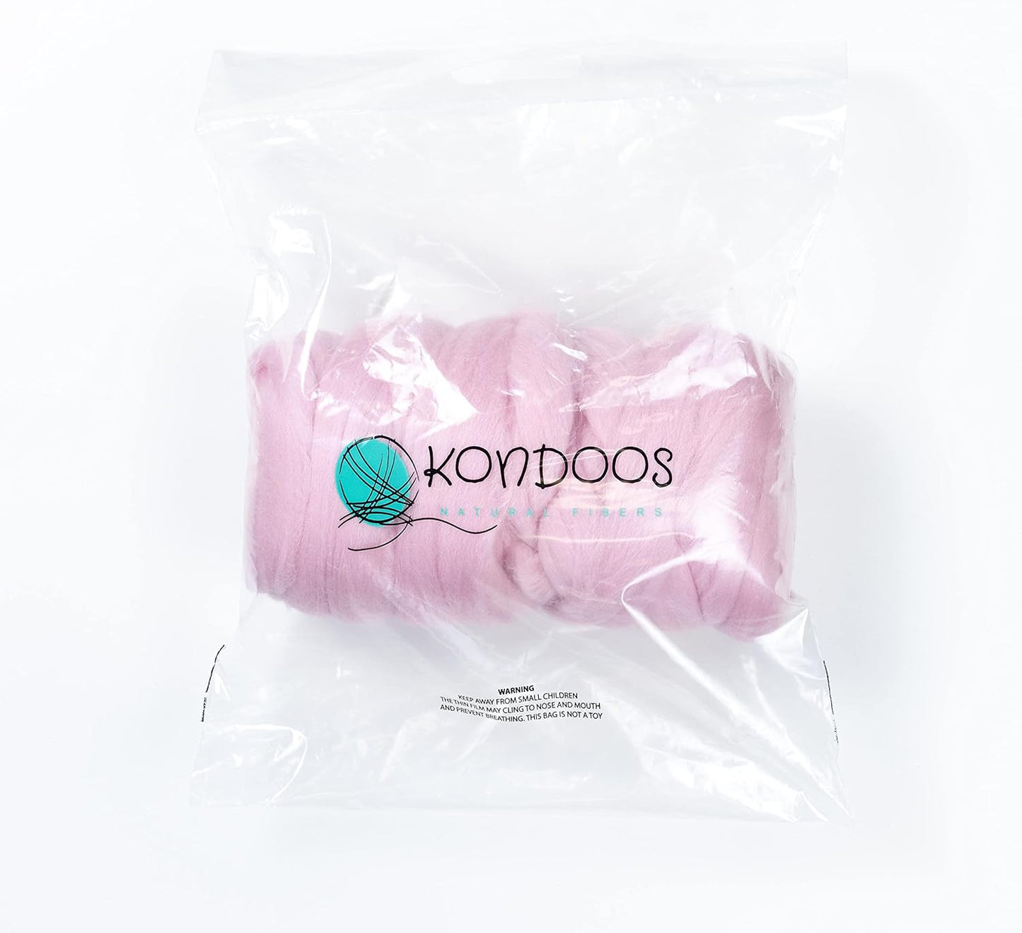 Kondoos Colored Natural Wool roving, 1 lb. Best Wool for Needle Felting, Wet Felting, handcrafts and Spinning. (Baby Pink, 1 lb)